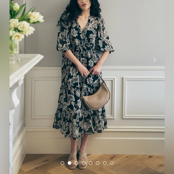 NWT FALL ARRIVAL STUNNING DESIGNER BLACK & WHITE MIDI DRESS-XS - Picture 5 of 17